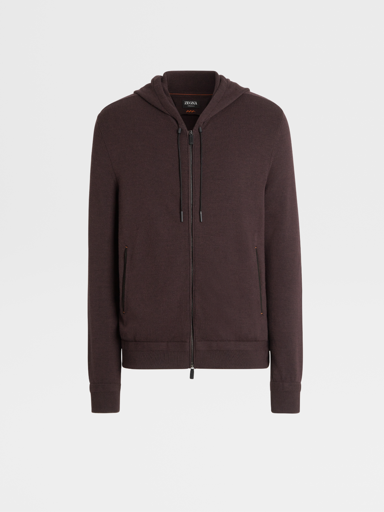 Felpa con Cappuccio e Zip 12milmil12 in Lana Bordeaux